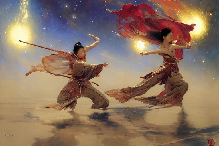 Prompt: wuxia, space, painting by gaston bussiere, craig mullins, j. c. leyendecker