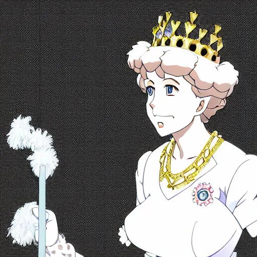 Image similar to queen elizabeth is an anime girl in the style of trigger animation