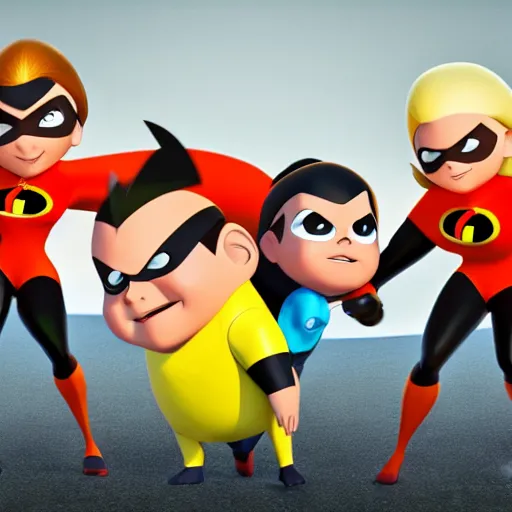 Prompt: incredibles as pokemon high resolution 3d render