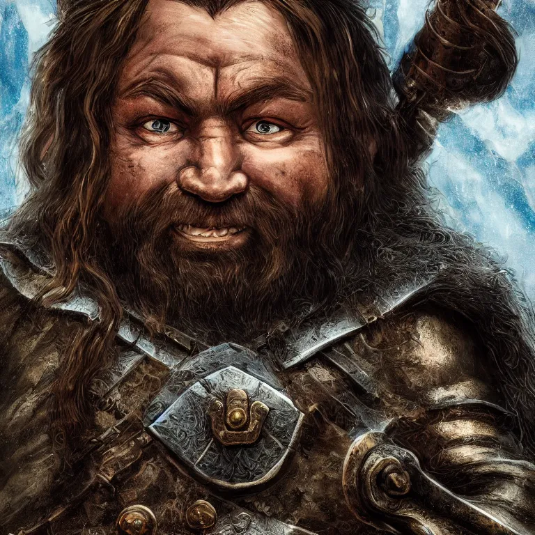 Prompt: dwarf warrior, lord of the rings style, poster, character portrait, portrait, close up, concept art, intricate details, highly detailed, full body, 8 k