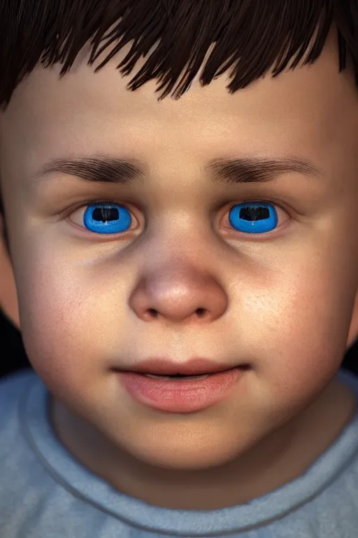 Image similar to hyperrealistic little boy close - up portrait, the portrait is decorated with art deco patterns, hyperrealistic, volumetric lighting, ultra detailed, elegant, octane render, blue and gold, 8 k, trending on artstation, unreal engine