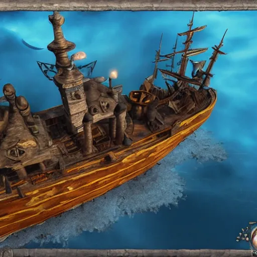 Image similar to haunted ghost ship, pirate, unreal engine