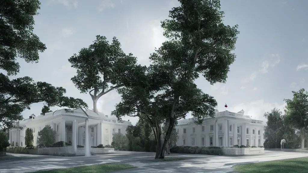 Prompt: the white house. vray.