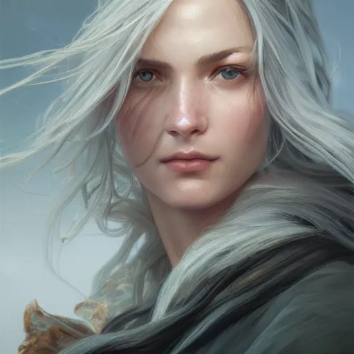 Image similar to winds of winter, au naturel, grey eyes, hyper detailed, digital art, trending in artstation, cinematic lighting, elegant, beautiful, studio quality, smooth render, unreal engine 5 rendered, octane rendered, concept art, smooth, sharp focus, illustration, art by greg rutkowski and alphonse mucha and ian sprigger and krenz cushart