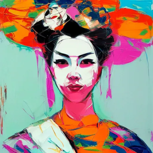Image similar to portrait of geisha by francoise nielly