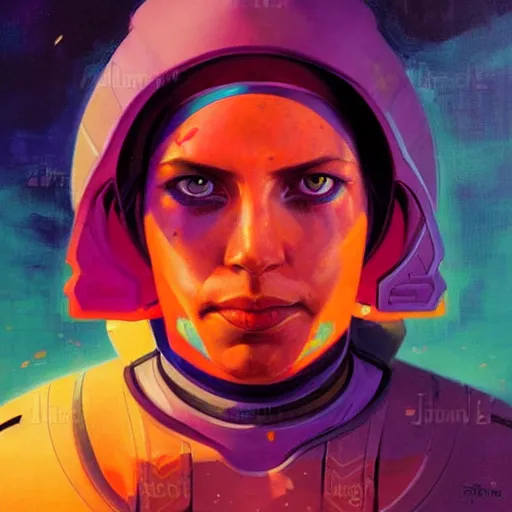 Image similar to symmetry!! a sci-fi portrait, oil painting, colourful!! illustration of a Jedi, colourful, by Justin Sweet and Greg Rutkowski and Alphones Much