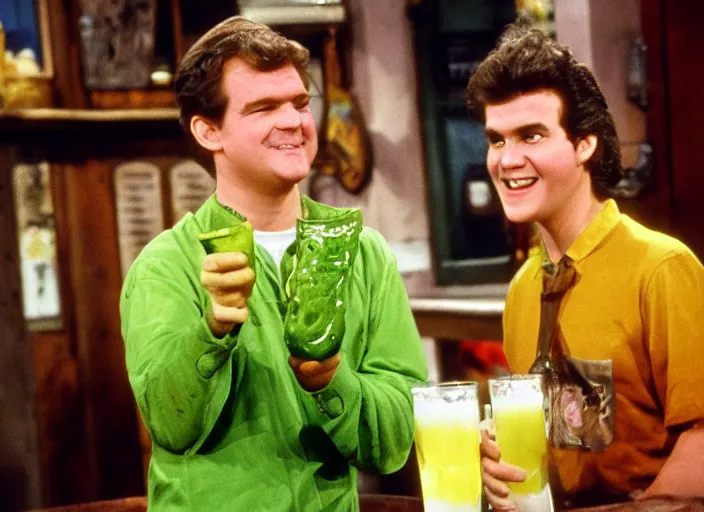 Image similar to the episode of Cheers where everyone gets covered with nickelodeon slime hd