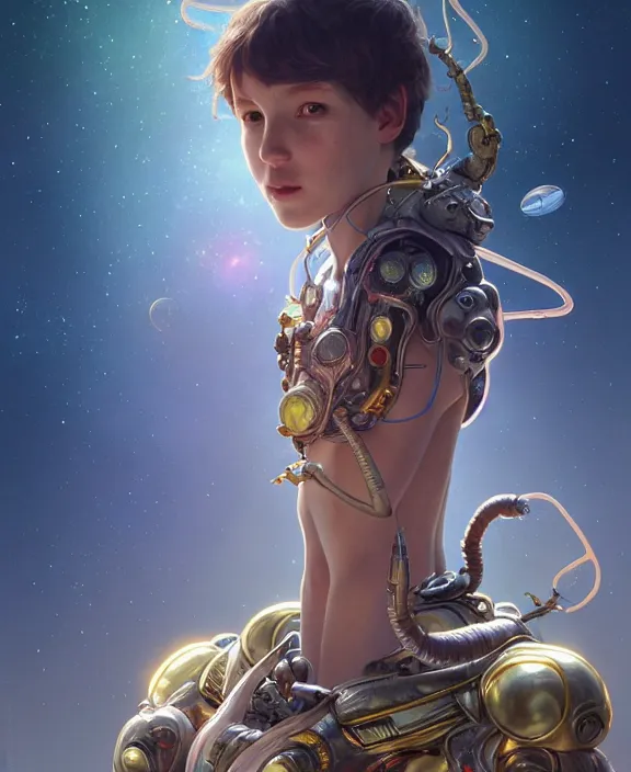 Image similar to portrait of a alien insect, adorable, childlike, milky way environment, ultra realistic, concept art, intricate details, cheerful, highly detailed, photorealistic, octane render, 8 k, unreal engine. art by christopher marley and artgerm and greg rutkowski and alphonse mucha