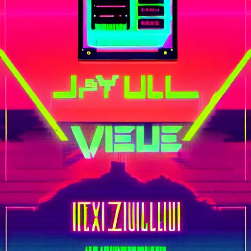 Prompt: text CjizL synthwave