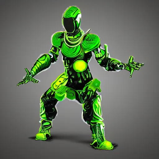 Prompt: green cyborg ninja dude