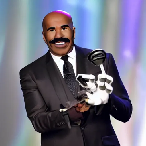 Prompt: realistic photo of steve harvey as a robot