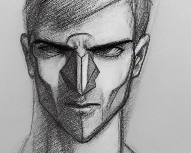 Image similar to draft drawing of a european young man covering face with fabric mask, draft sketch, trending on artstation, context art, pencil sketch, high detail