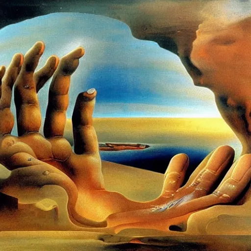 Image similar to the hand of god by dali