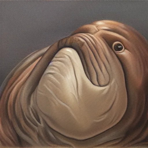 Prompt: speculative evolution of a walrus detailed, oil painting, artstation done by Dougal Dixon