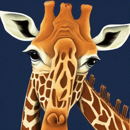 Prompt: a giraffe in the style of albrecht drurer's rhinoceros