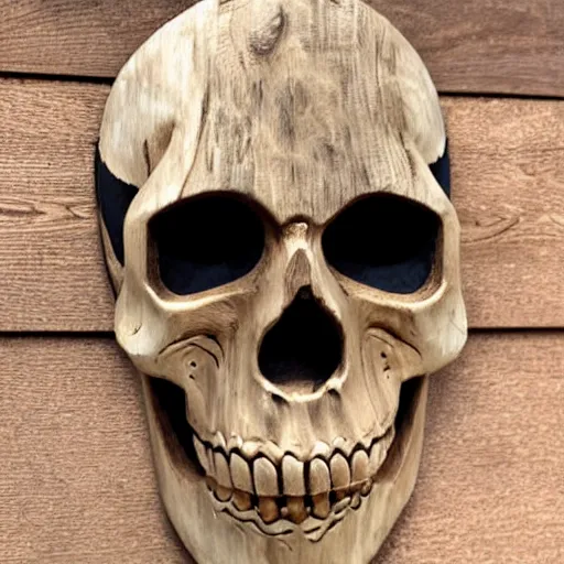 Prompt: skull wooden mask