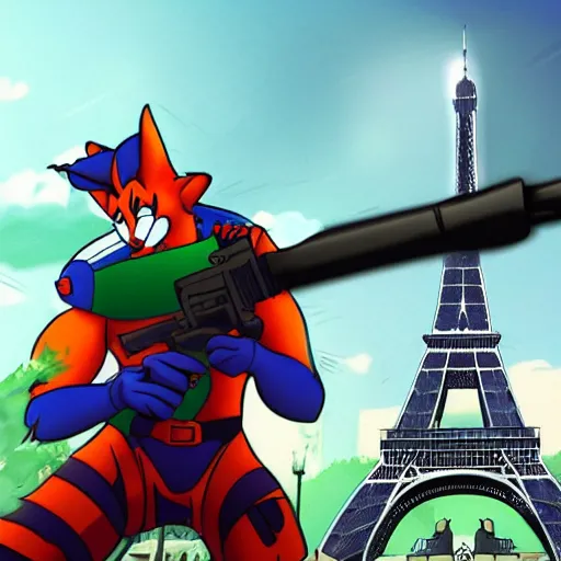 Image similar to swat kats in paris, extremely detailed, cinematic shot, close angle, eiffel tower in the background
