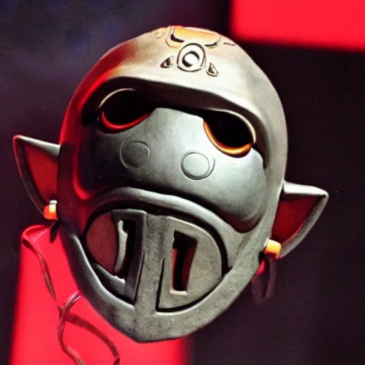 Prompt: legend of zelda majora's mask worn by mf doom onstage bet award show