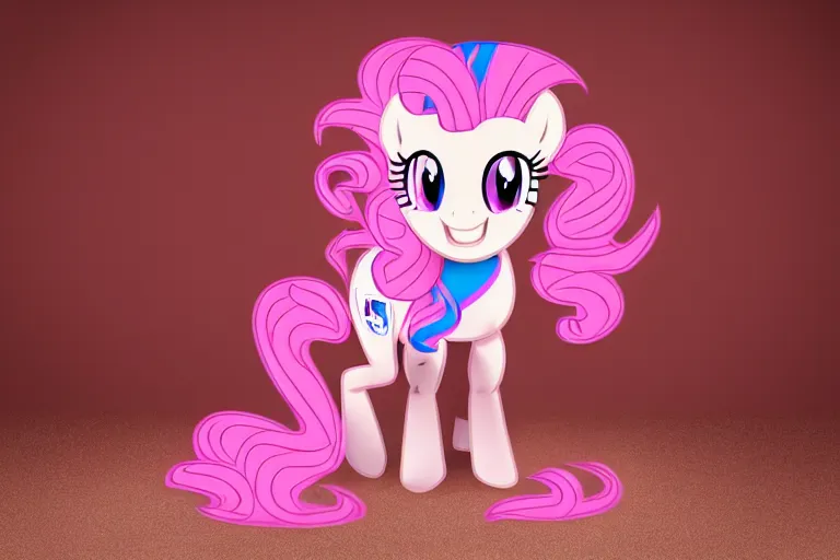 Image similar to Pinkie Pie equine, back towards camera, facing away, professional photography and mood lighting, equine photo, sitting down, flowing mane and tail, relaxed expression