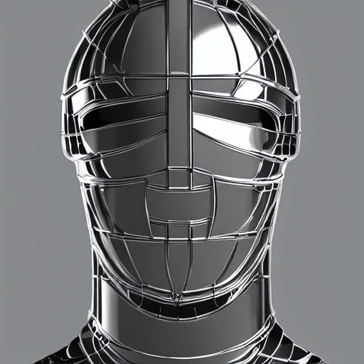 Image similar to knight, statue, chrome, reflect, wireframe, photograph