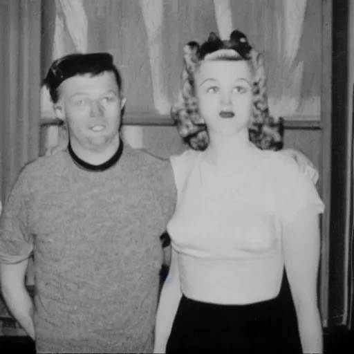 Image similar to grainy film, a couple in love, atomic age