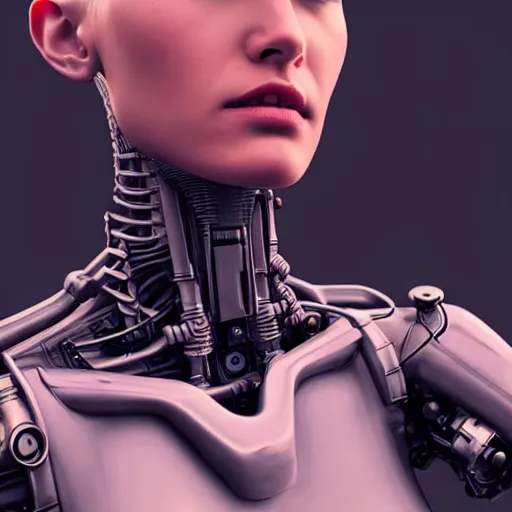 Prompt: Mechanical Cyberpunk Female Android, Upper-torso, intricate, elegant, super highly detailed, professional digital painting, artstation, concept art, smooth, sharp focus, no blur, no dof, extreme illustration, Unreal Engine 5, Photorealism, HD quality, 8k resolution, cinema 4d, 3D, beautiful, cinematic, art by artgerm and greg rutkowski and alphonse mucha and loish and WLOP