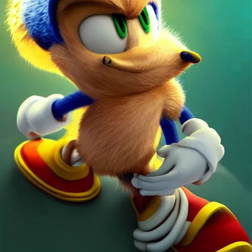 Prompt: Sonic the Hedgehog, president of Brazil, portrait artwork by Sergey Kolesov, arstation, studio light