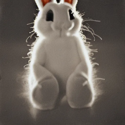 Image similar to Portrait of a bugs bunny, Expired Burned Film from 1930s, Softbox Lighting, 85mm Lens F/1.8