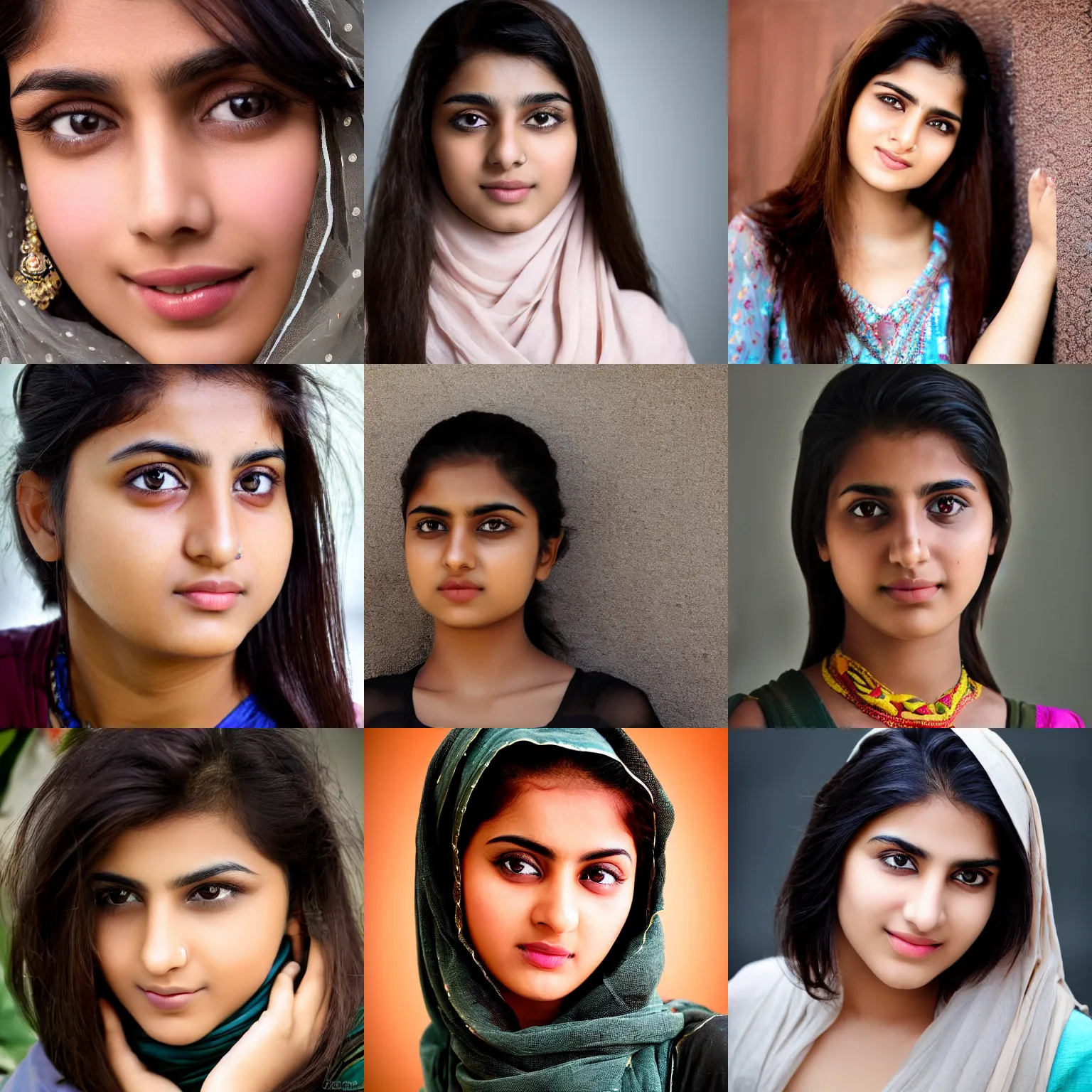 Prompt: head shot of a beautiful young pakistani woman