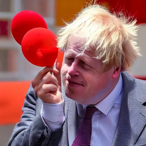 Image similar to boris johnson putting on clown makeup, colorful, clown, circus