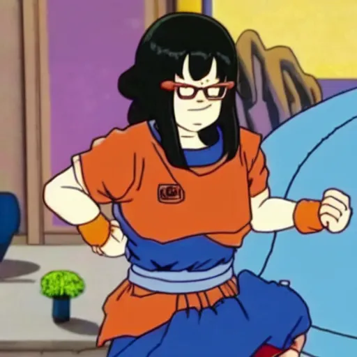 Image similar to Tina Belcher making kame hame ha in Dragon Ball Z