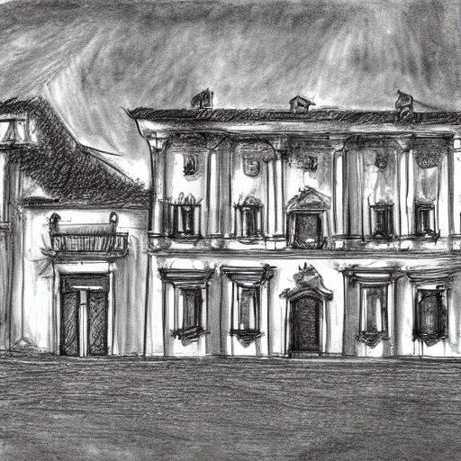 Prompt: an Italian villa, blender grease pencil