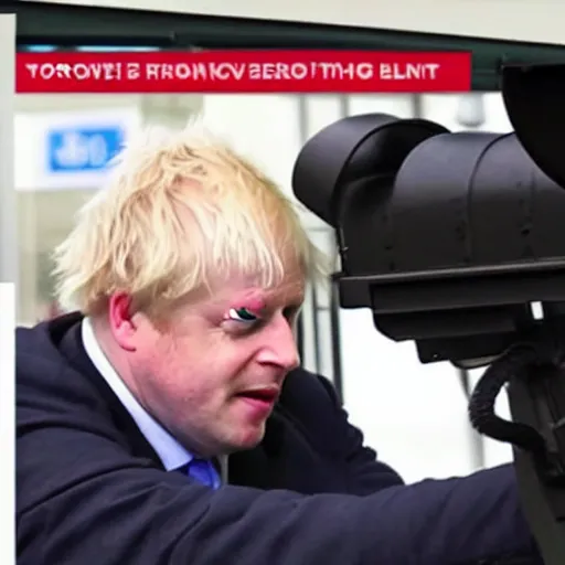 Prompt: Boris Johnson Shoplifting CCTV camera footage