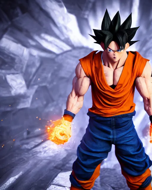 Image similar to 3 d high octane render, 8 k cgi, unreal engine, photorealistic goku, portrait, dynamic lighting, photorealistic, unreal engine, octane, ultra detailed, detailed faces, hd quality