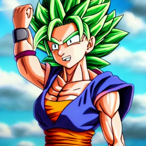 Image similar to ultra realistic portrait painting of kefla from dragon ball super, art by akira toriyama, 4 k, dragon ball artstyle, cel shaded, highly detailed, epic lighting