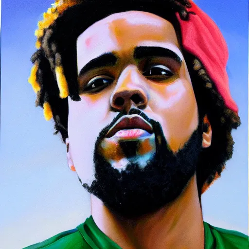 Prompt: oil painting portrait of J. Cole