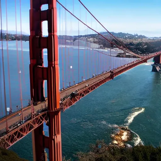 Prompt: photo of a giant slug devouring the golden gate bridge