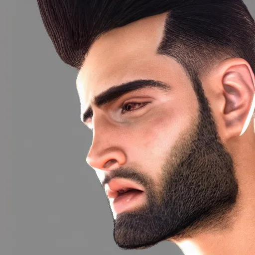 Image similar to a closeup shot of handsome esfand from twitch, gigachad, strong jawline, photorealism, 8k