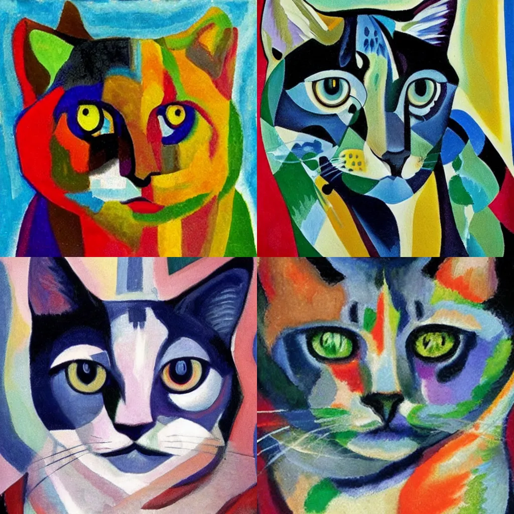 Image similar to robert delaunay portrait cat beautiful