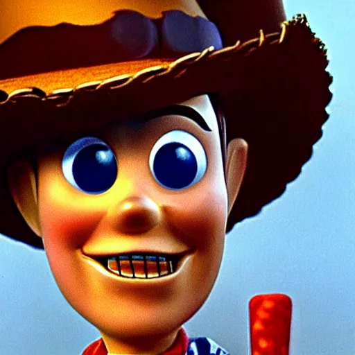 Image similar to woody from toy story creepy