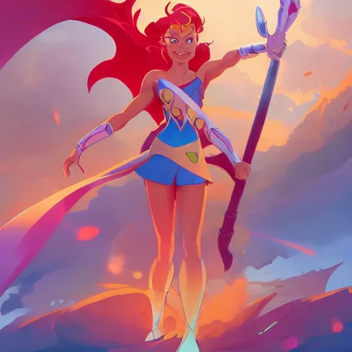 Image similar to hero world she - ra : princess of power, behance hd by jesper ejsing, by rhads, makoto shinkai and lois van baarle, ilya kuvshinov, rossdraws global illumination