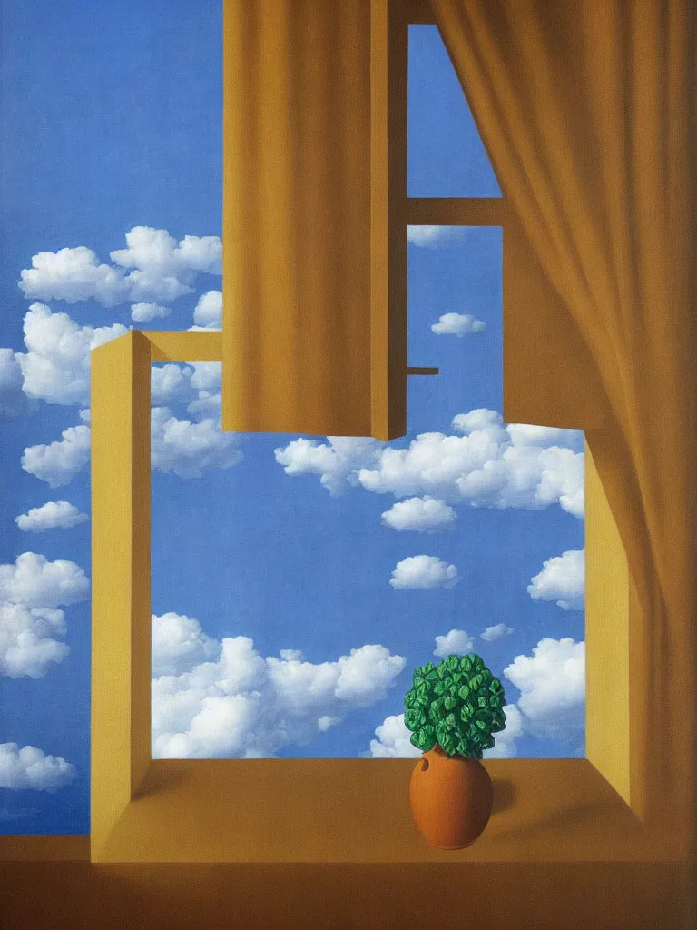 Image similar to the window by rene magritte, detailed painting, hd, hq, high resolution, high detail, 4 k, 8 k