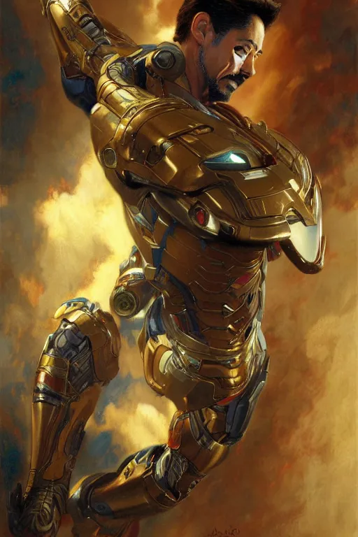 Image similar to tony stark, highly detailed painting by gaston bussiere, craig mullins, j. c. leyendecker 8 k