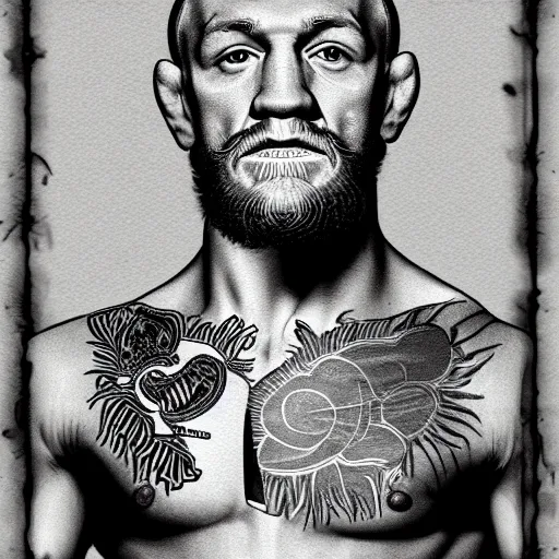 Image similar to conor mcgregor as mahatma gandhi, hindi art, digital art