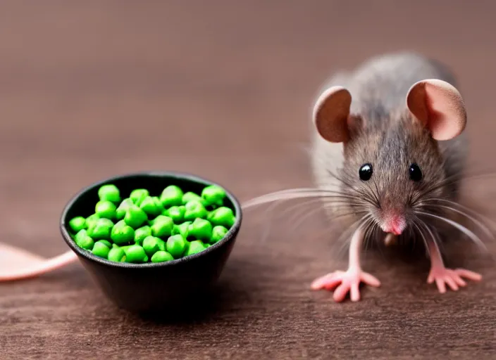 Image similar to a photograph of a cute mouse eating peas