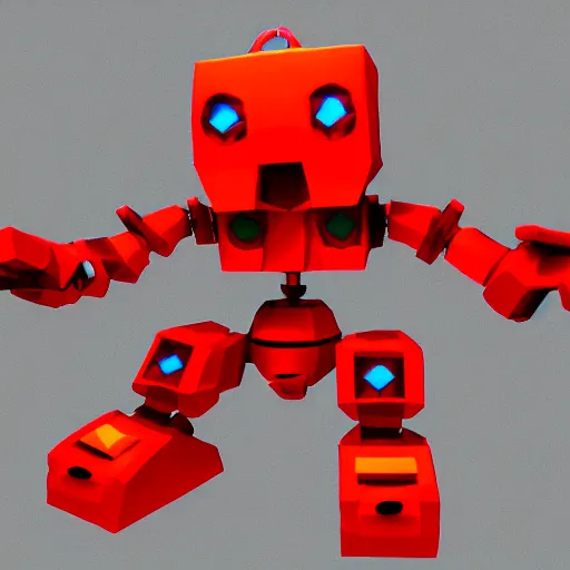 Prompt: low poly render of a cure robot