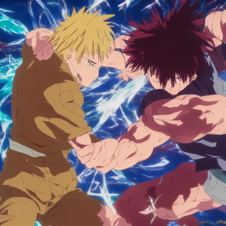 a fight of two anime characters being punched sword  Stable Diffusion   OpenArt
