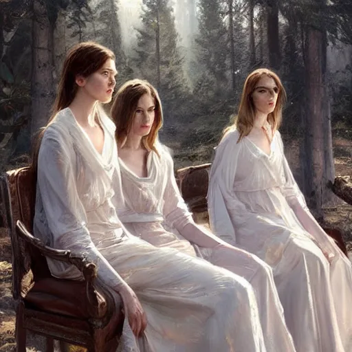 Prompt: white council, epic masterpiece of cinematographic hyperrealism. realistic shaded lighting poster by craig mallismo, artgerm, jeremy lipkin and michael garmash, unreal engine, radiant light, detailed and intricate environment, digital art, art station trends