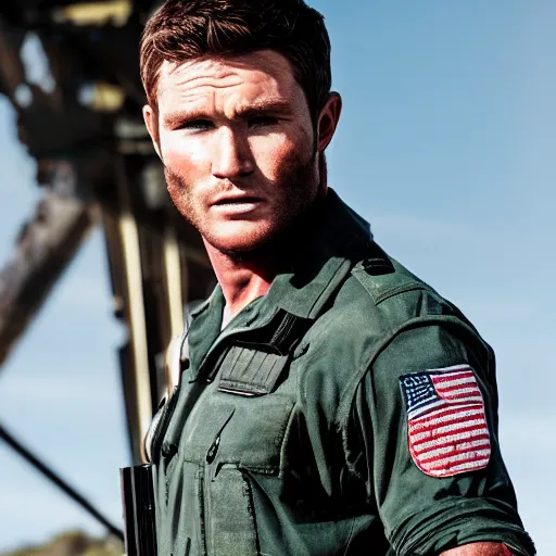 Image similar to scott eastwood as chris redfield, 4 k, high detail, high - resolution photograph, professional photography, ultra - detail