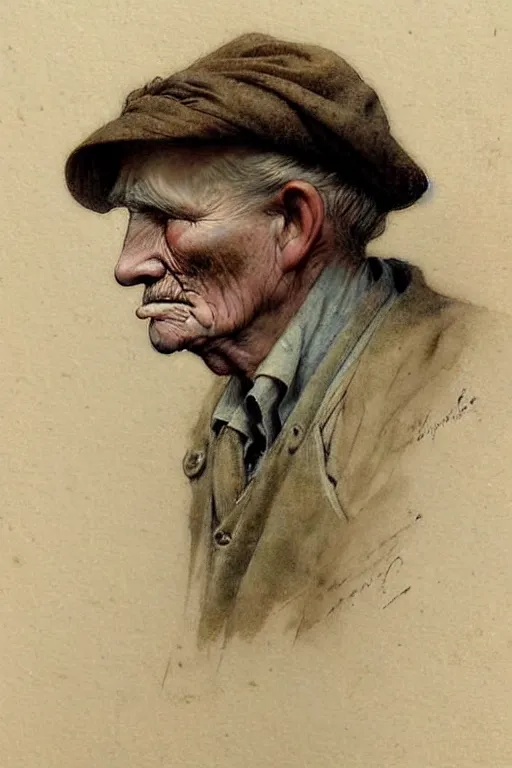 Image similar to ( ( ( ( ( 1 9 5 0 s retro middle age sad farmer face portrait. muted colors. ) ) ) ) ) by jean - baptiste monge!!!!!!!!!!!!!!!!!!!!!!!!!!!!!!